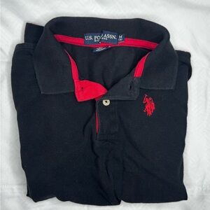 U.S. Polo Assn. Boy’s Polo Shirt in Black with Red Accents
